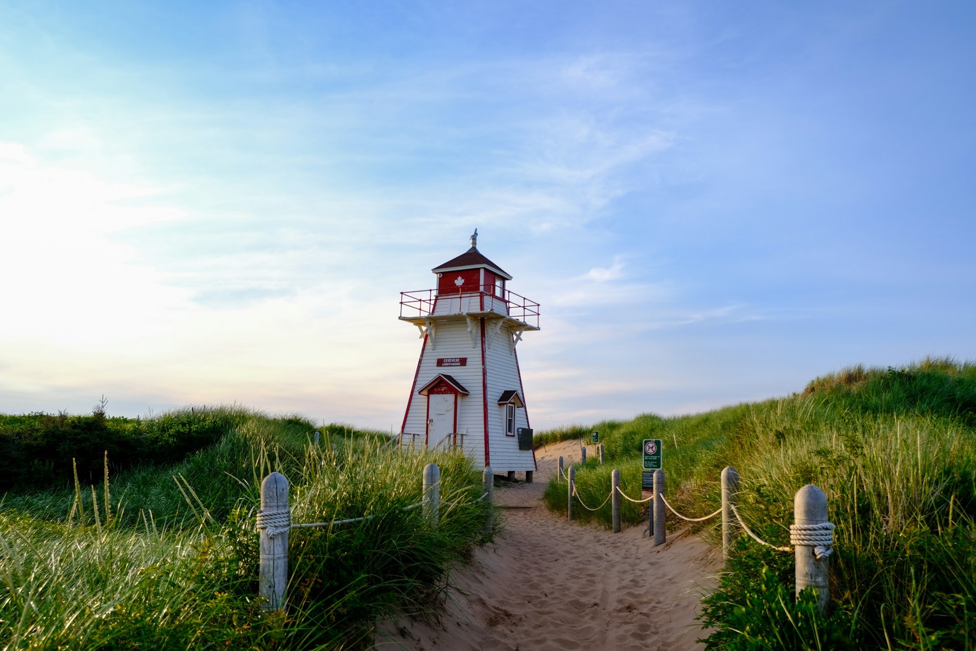 Een vuurtoren in Covehead, Prince Edward