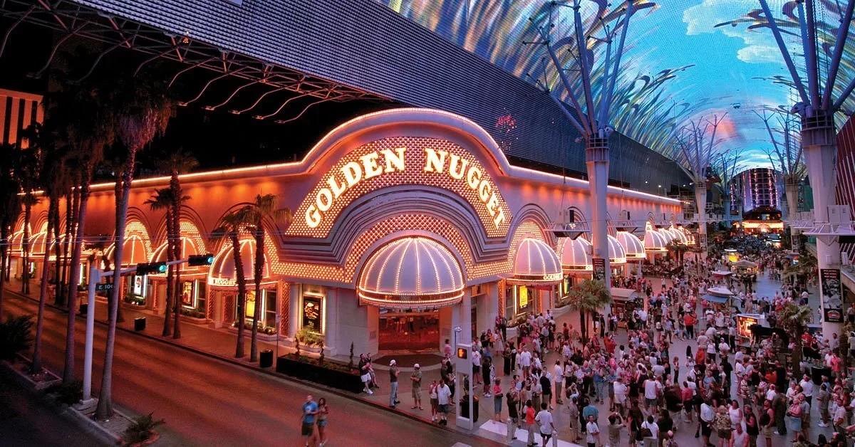Hoofdingang van het Hotel Golden Nugget Las Vegas aan Fremont Street