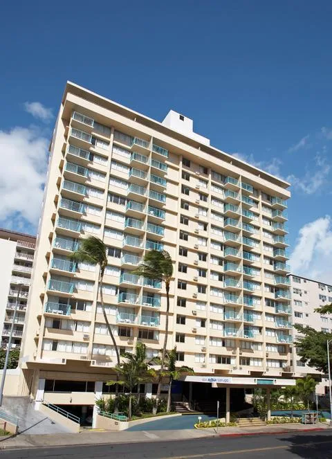 Exterior van het Hotel Aqua Aloha Surf Waikiki Oahu Honolulu