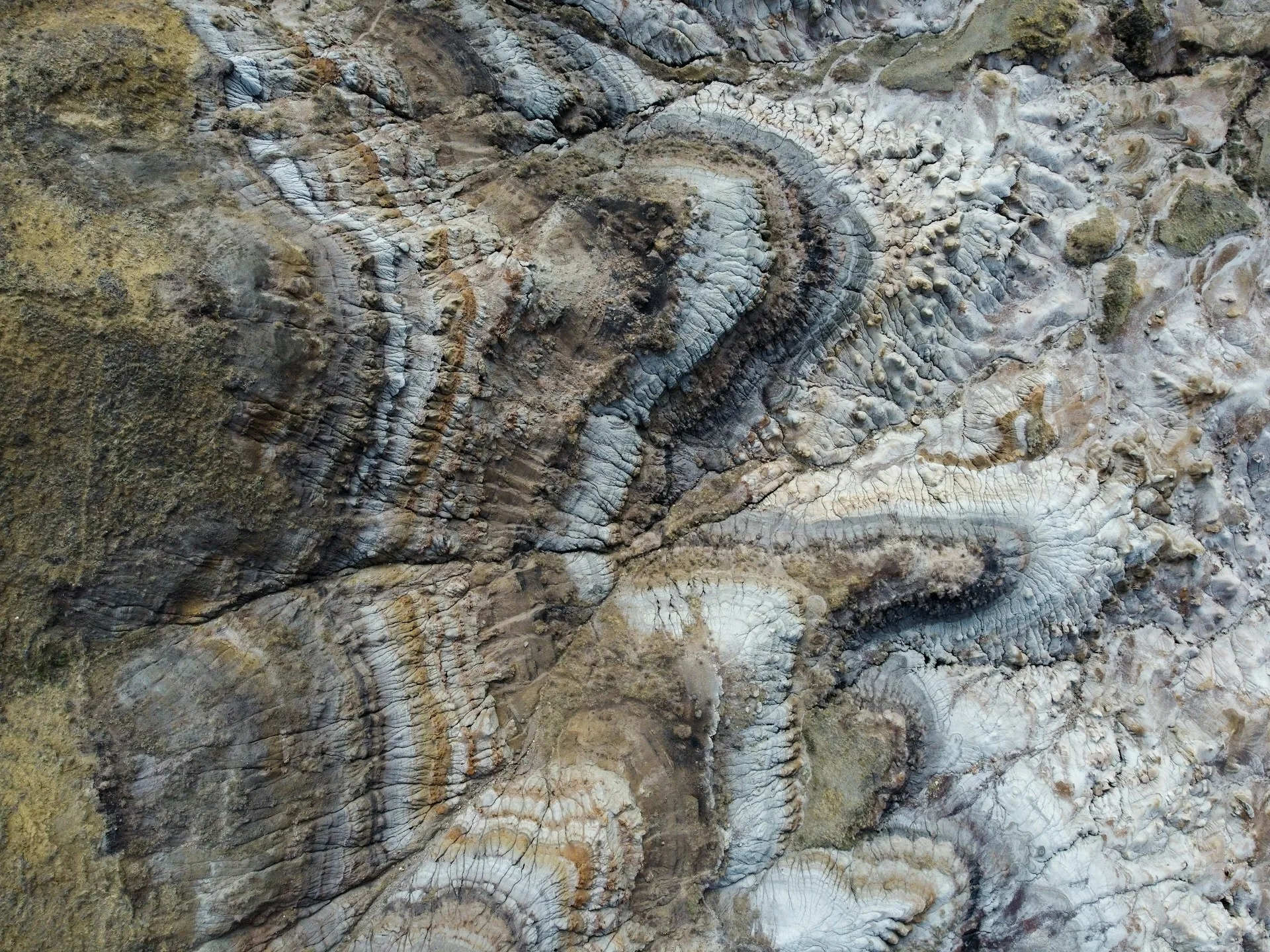 Bijzondere gekleurde rotsformaties in Drumheller, Alberta
