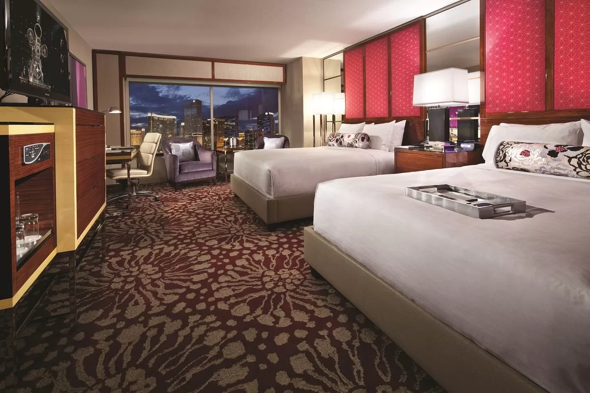 Standaardkamer met twee aparte bedden en uitzicht op de stad in het Mgm Grand Las Vegas