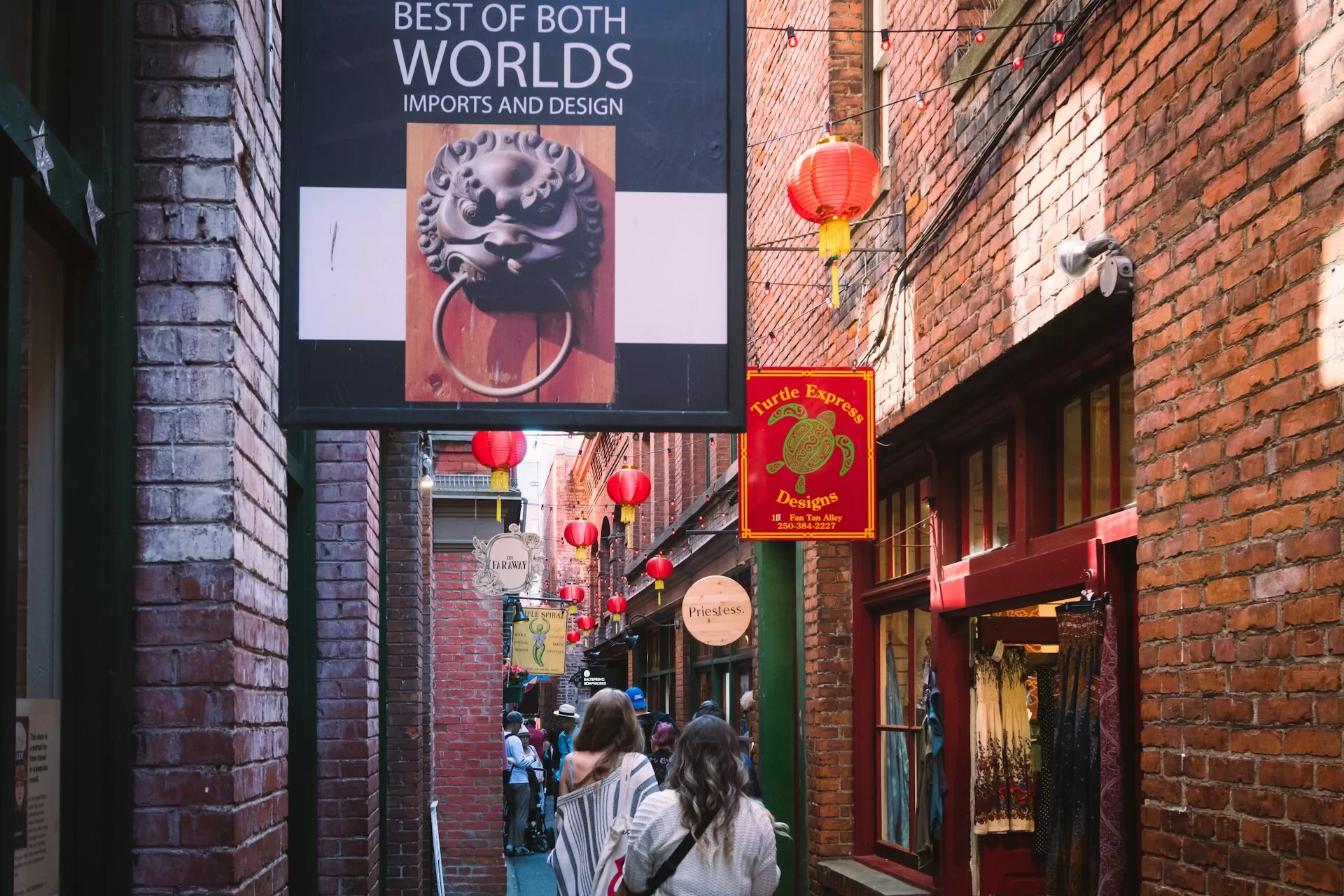 Authentiek straatje met boutieks in Victoria West Canada