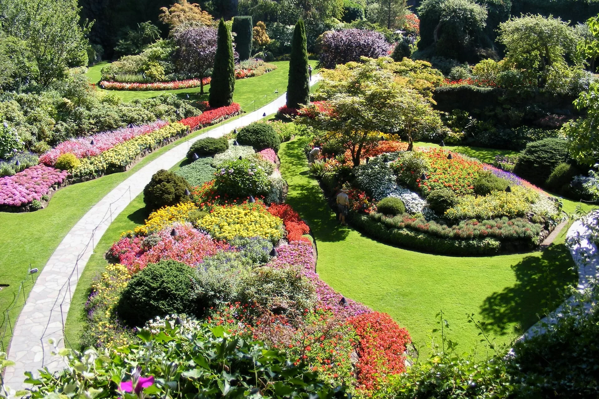 De bloemen in Butchart Gardens op Victoria Island