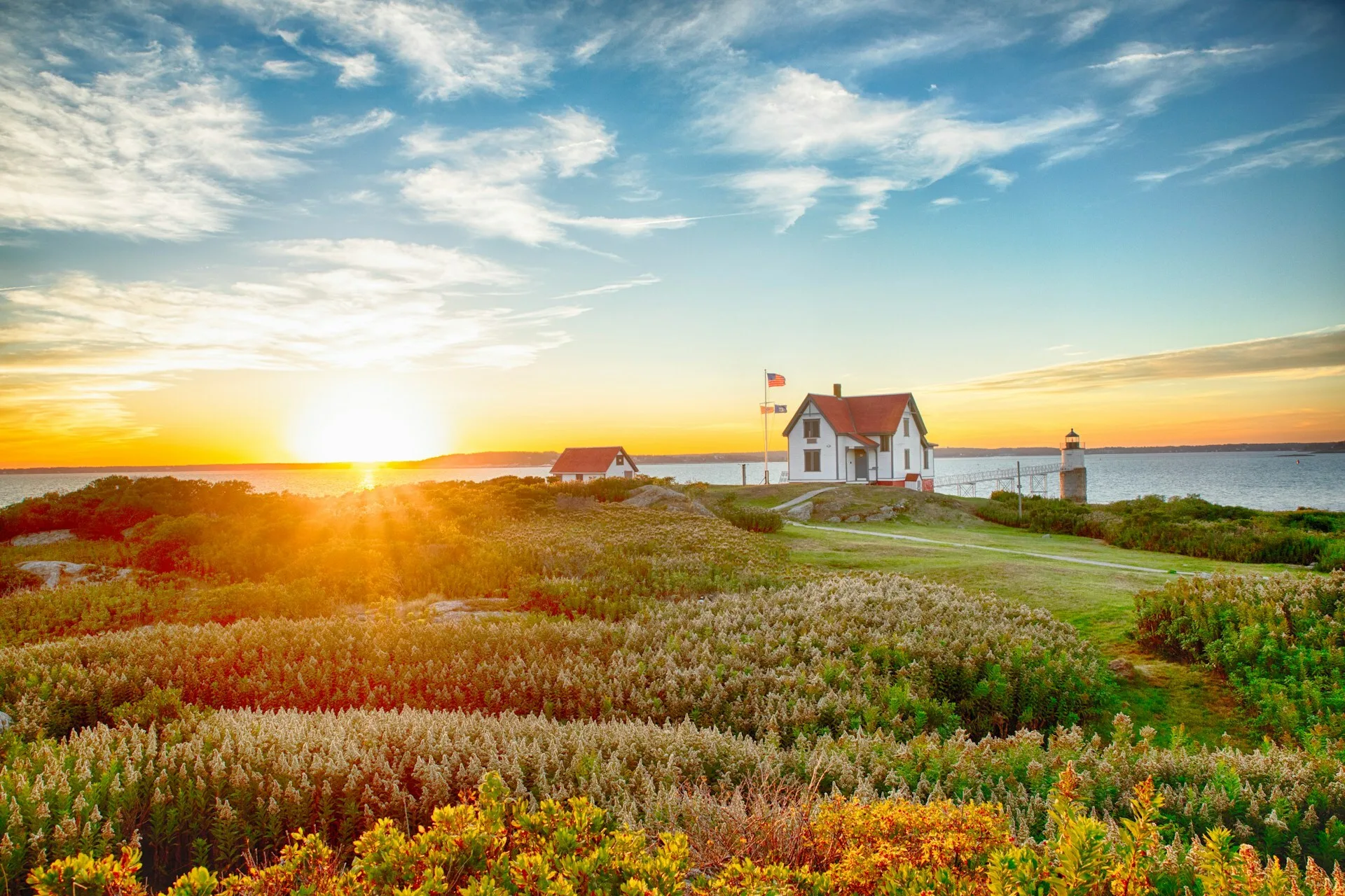 Een pittoresk beeld van Boothbay Harbor, Maine in de New England regio