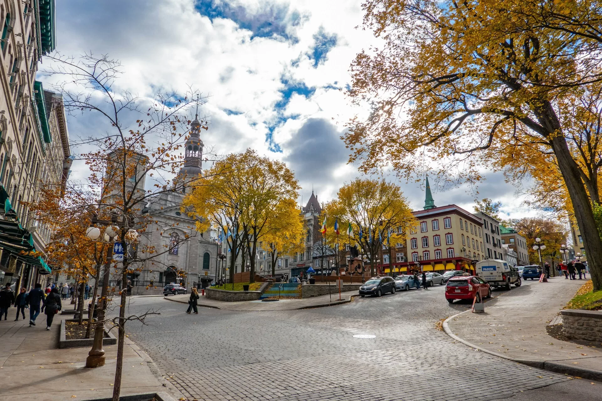 Een plein in het oude centrum van Quebec City, Canada