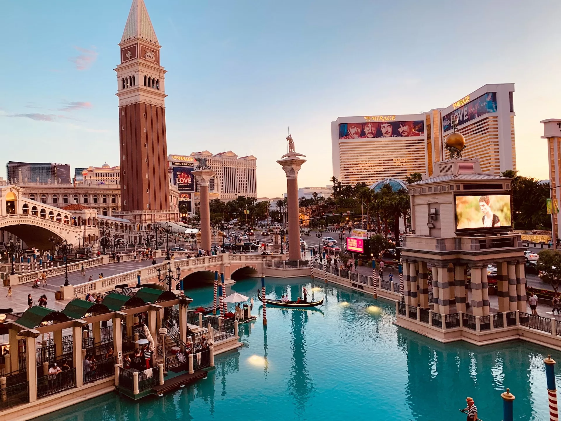 De gondels in The Venetian Resort in Las Vegas