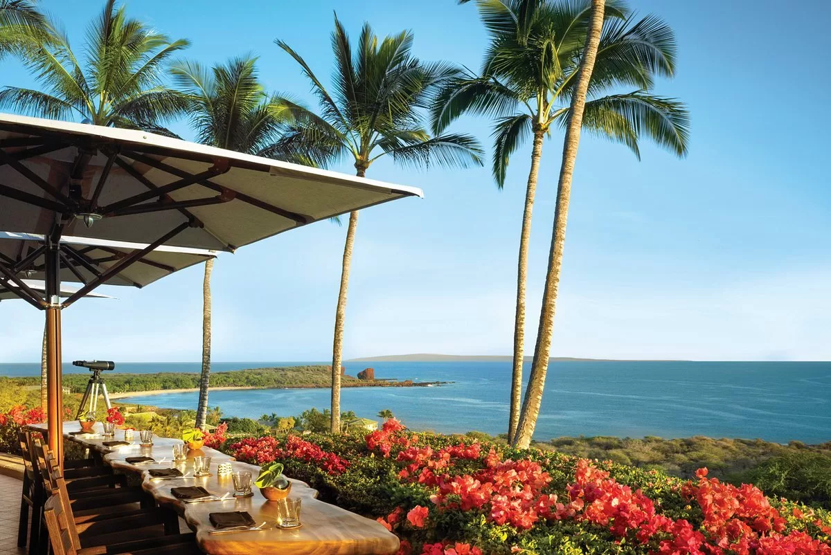 Terras aan de kust van het Hotel 4seasons Lanai
